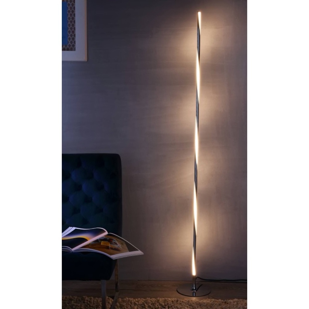 Pilar LED Integrated Floor Lamp Chrome Metal by Jonathan Y